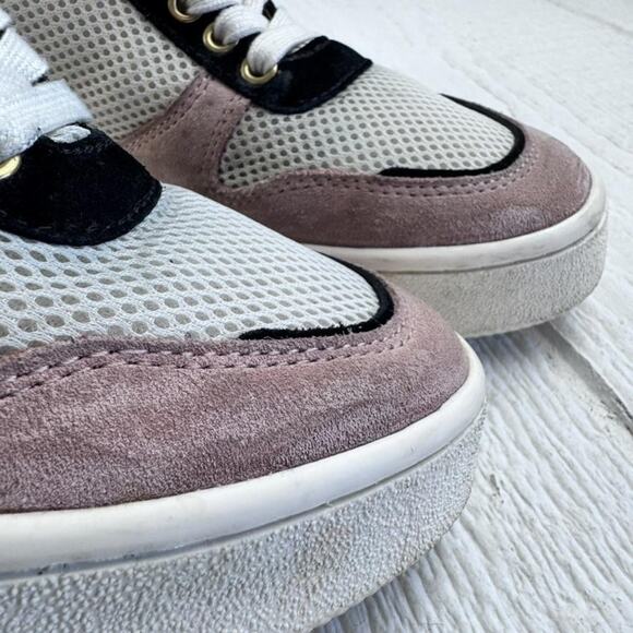 Coach Shoes Womens Size 7 High Top White Black Pink Mesh Suede Zip Lace Up - Picture 3 of 16